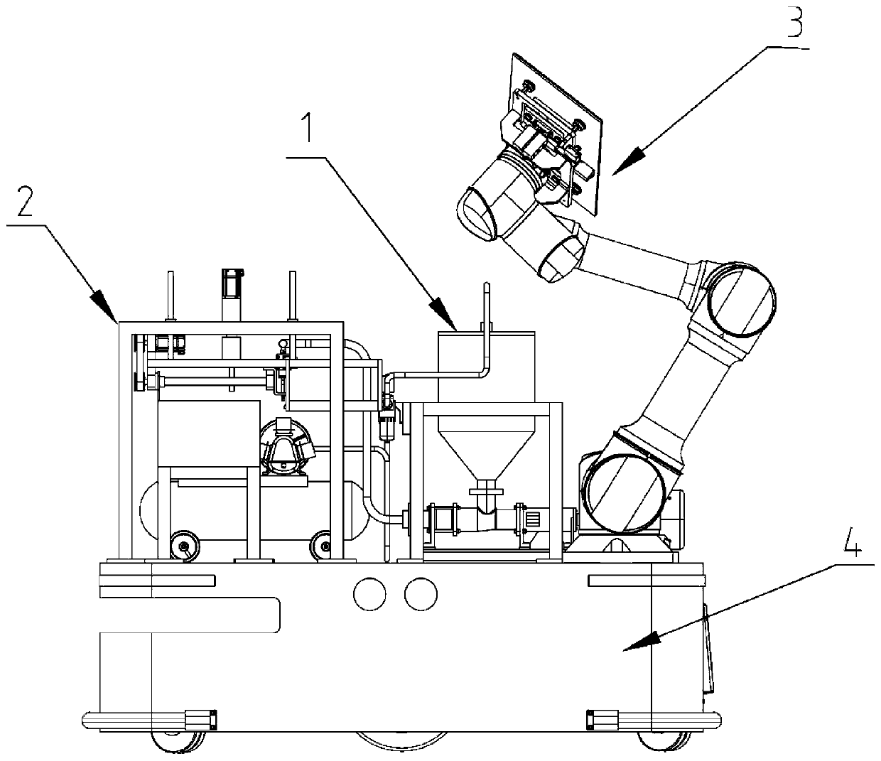 Glue discharging device and wall face tile gluing paving and pasting robot