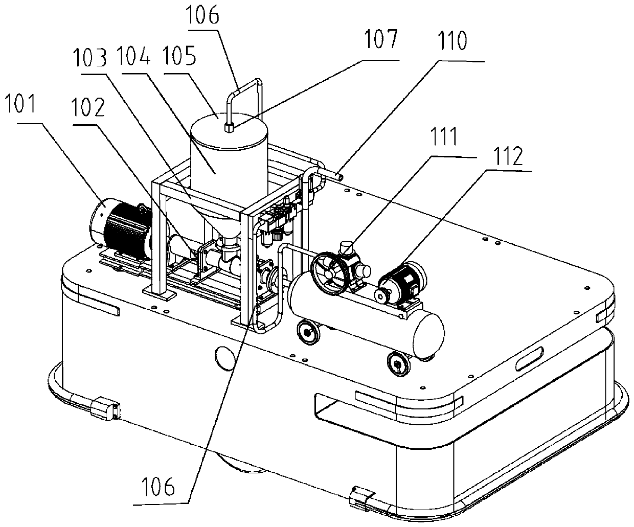 Glue discharging device and wall face tile gluing paving and pasting robot