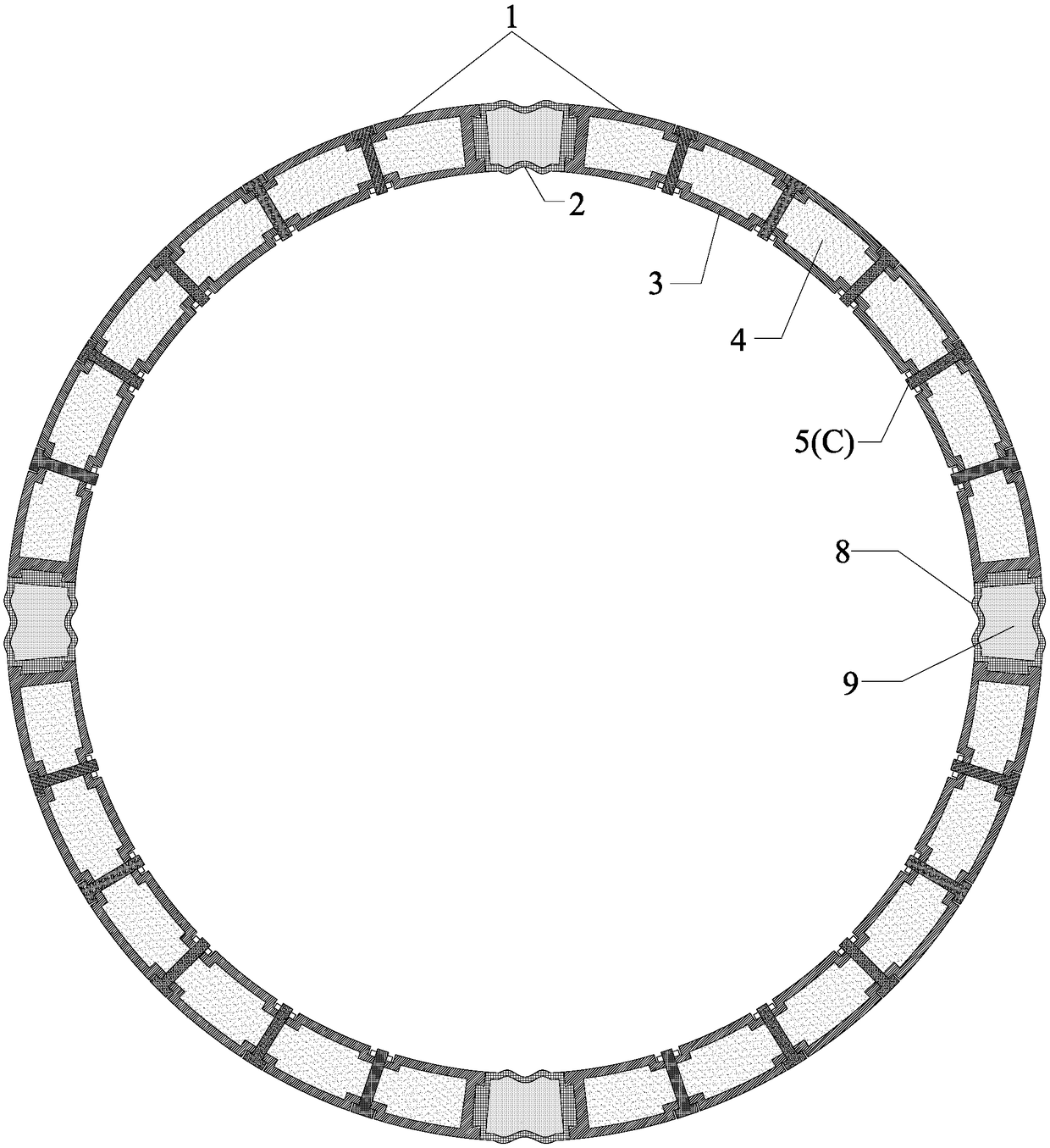 Tunnel pre-stressed restrained filling lining support system with yielding and energy-absorbing functions and technology