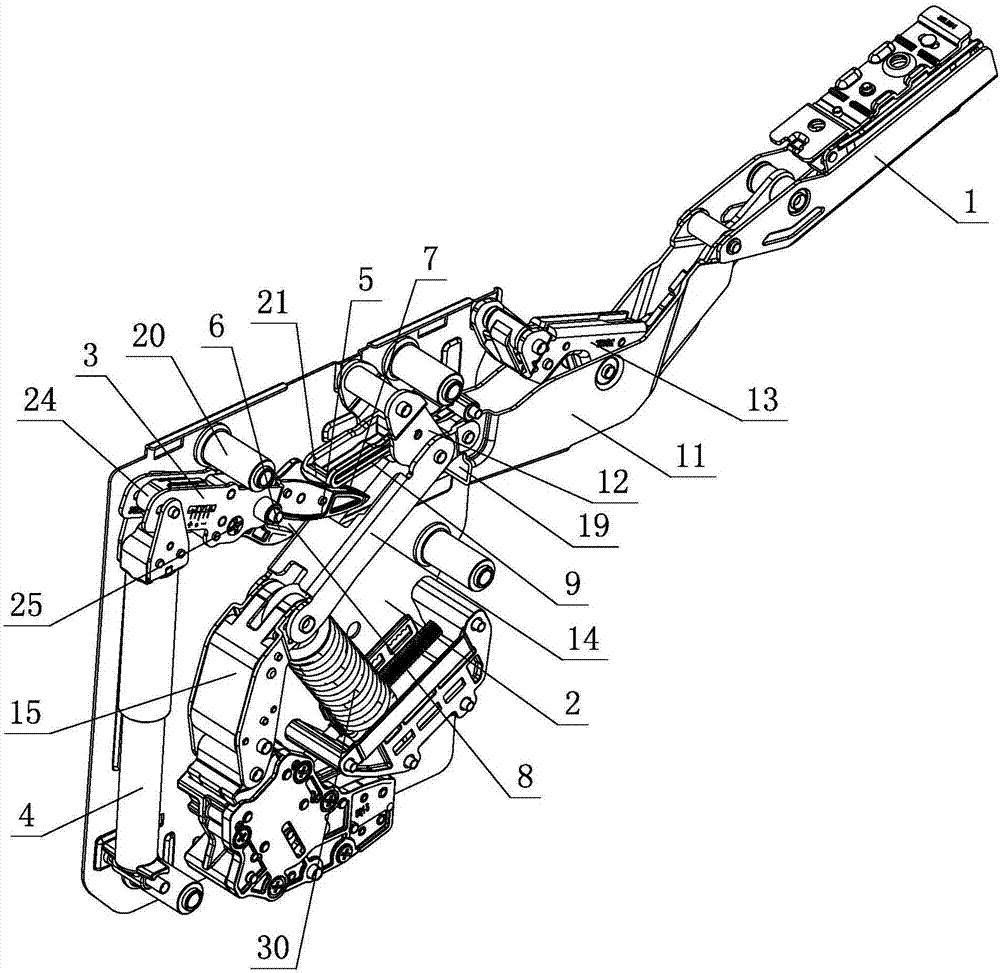 Damping silent limit mechanism of furniture overturning device