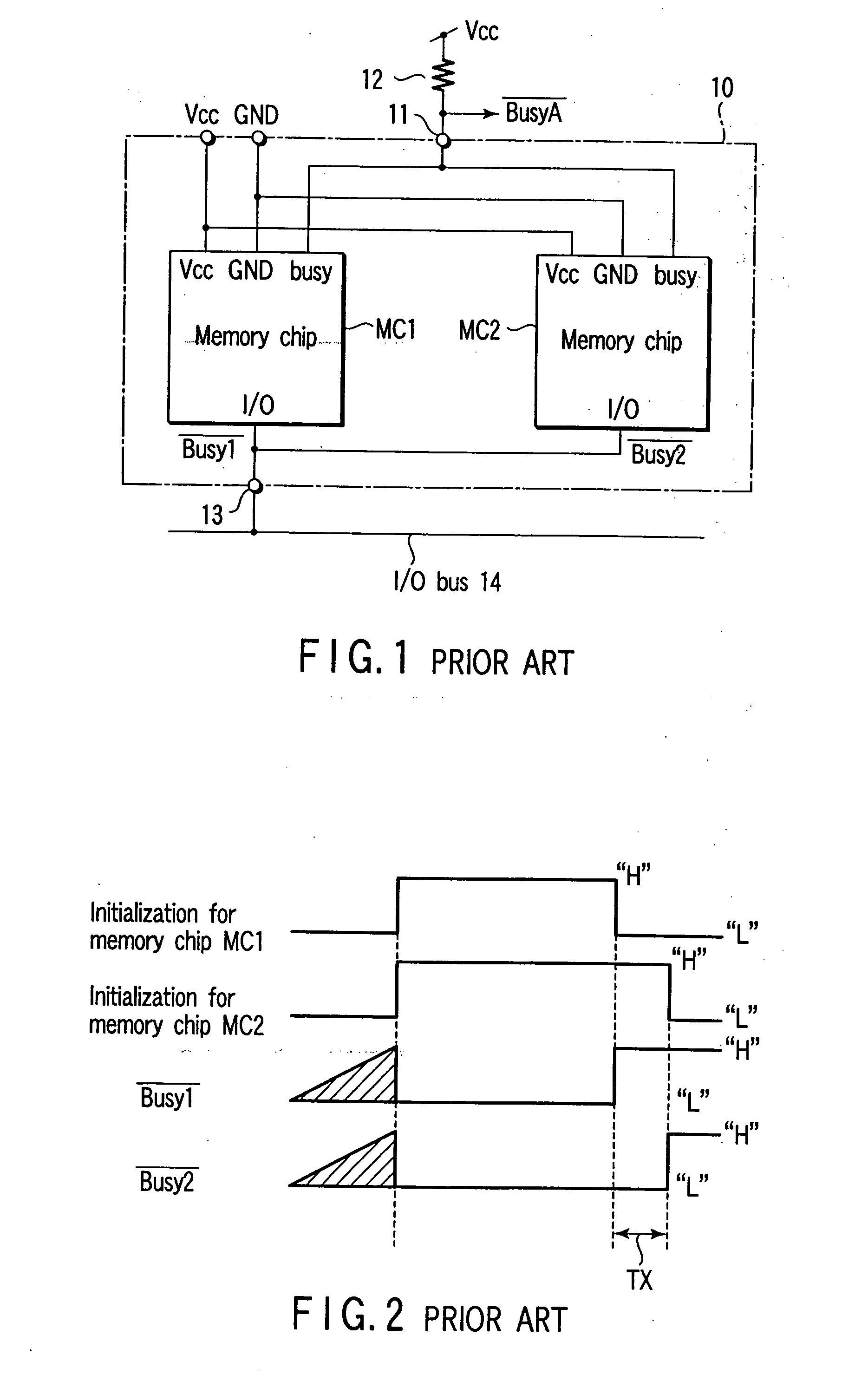 Semiconductor memory device having a plurality of chips and capability of outputting a busy signal