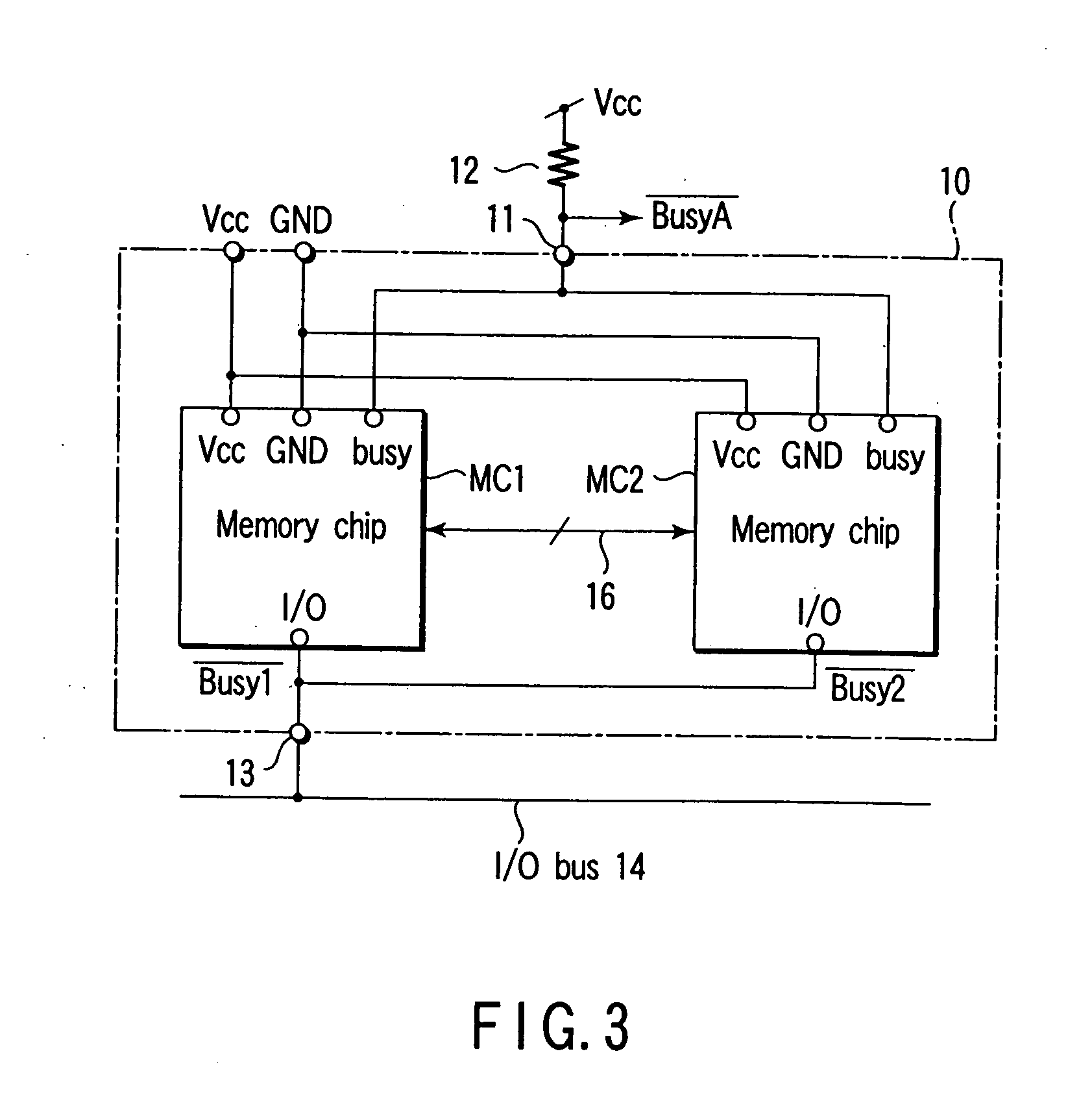 Semiconductor memory device having a plurality of chips and capability of outputting a busy signal