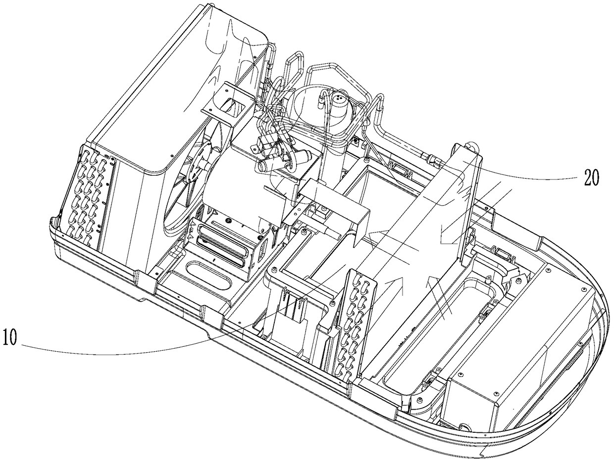 The waterway structure of the RV air conditioner and the RV air conditioner