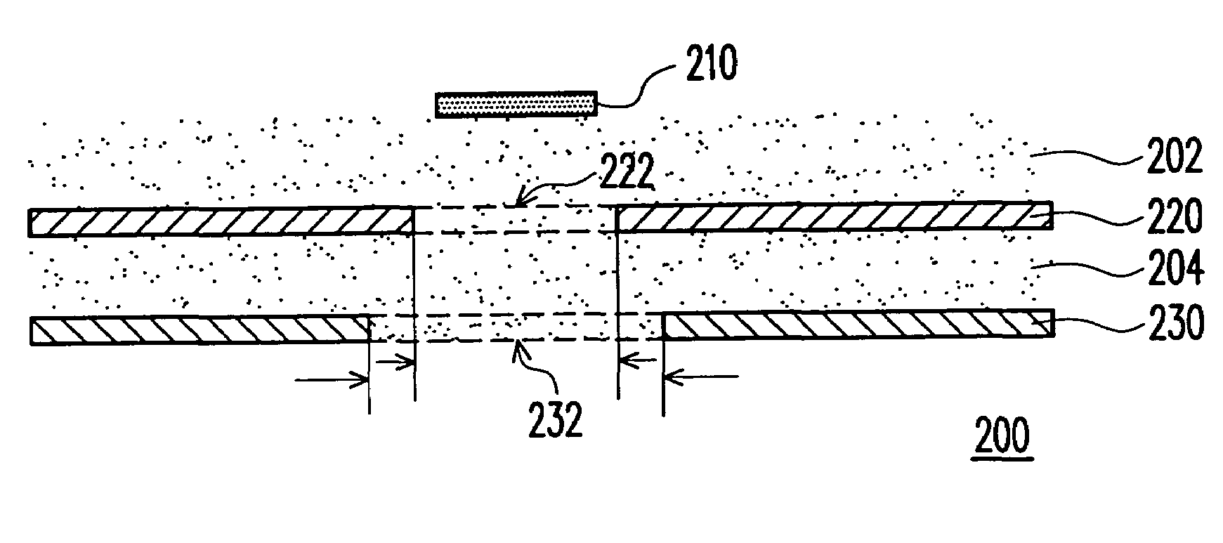 Signal transmission structure having plural reference planes with non-overlapping openings