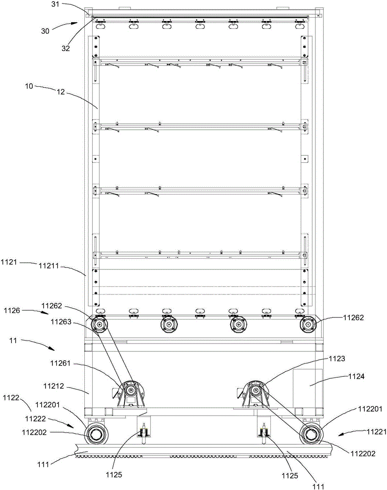 A vertical vacuum sputtering coating production line