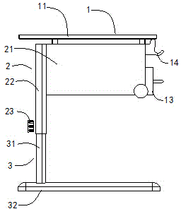 Child's desk with height adjusting function