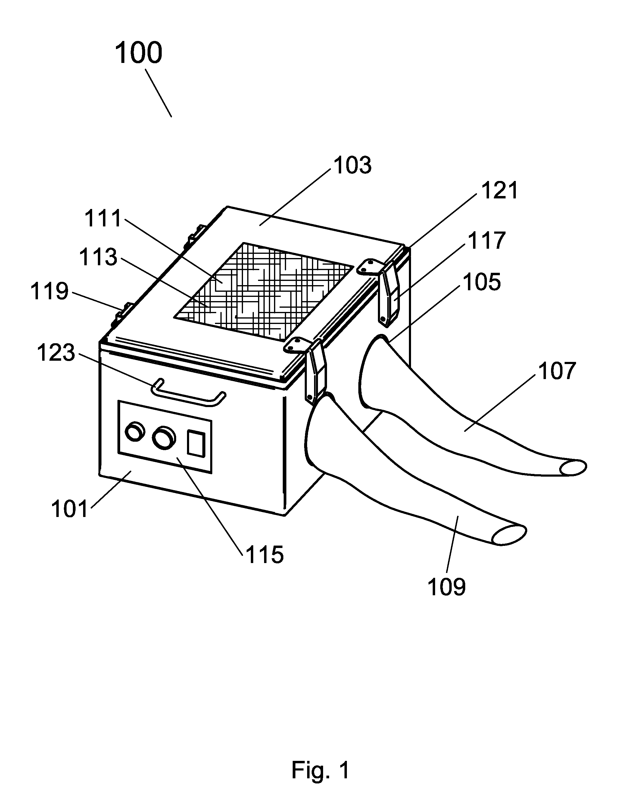 Electromagnetic isolation chamber with unimpeded hand entry