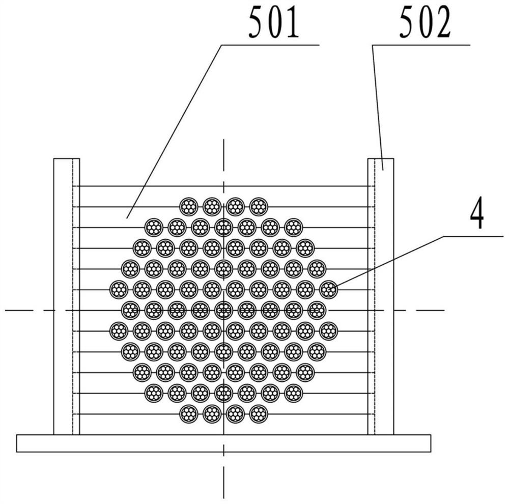 Steel strand tie bar cable system with layered and separated wire supporting structure and mounting method of steel strand tie bar cable system