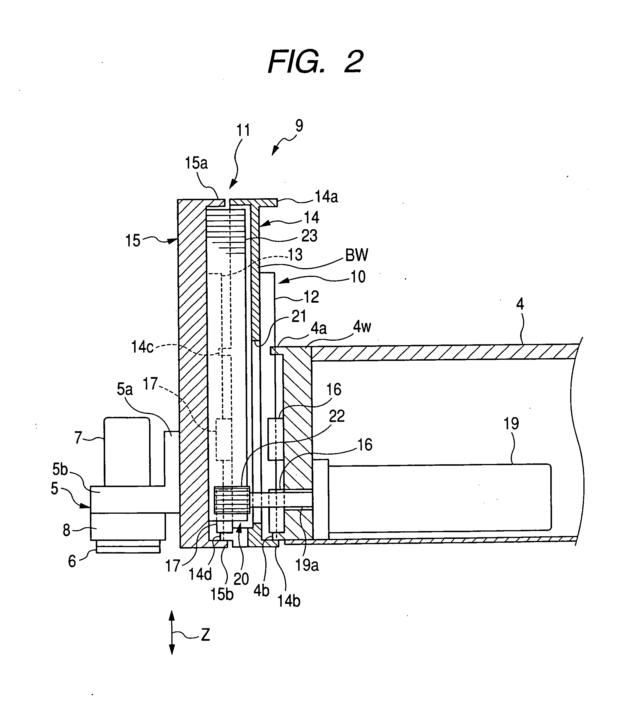 Robot with linearly movable support member attaching to gripper