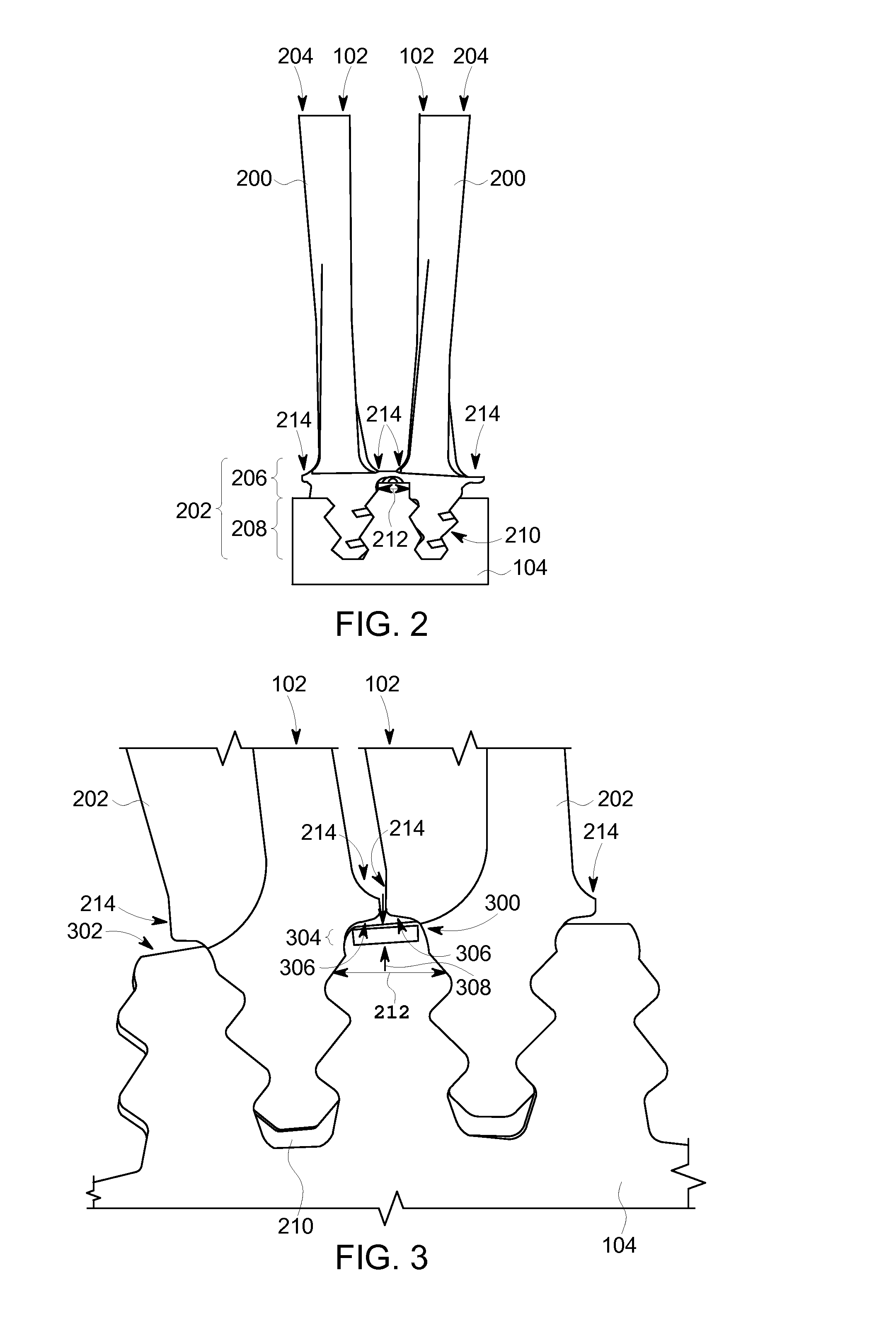 Underplatform damping members and methods for turbocharger assemblies