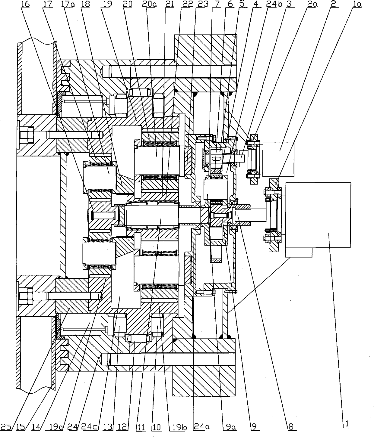 Double-drive planetary transmission driving system of shield machine