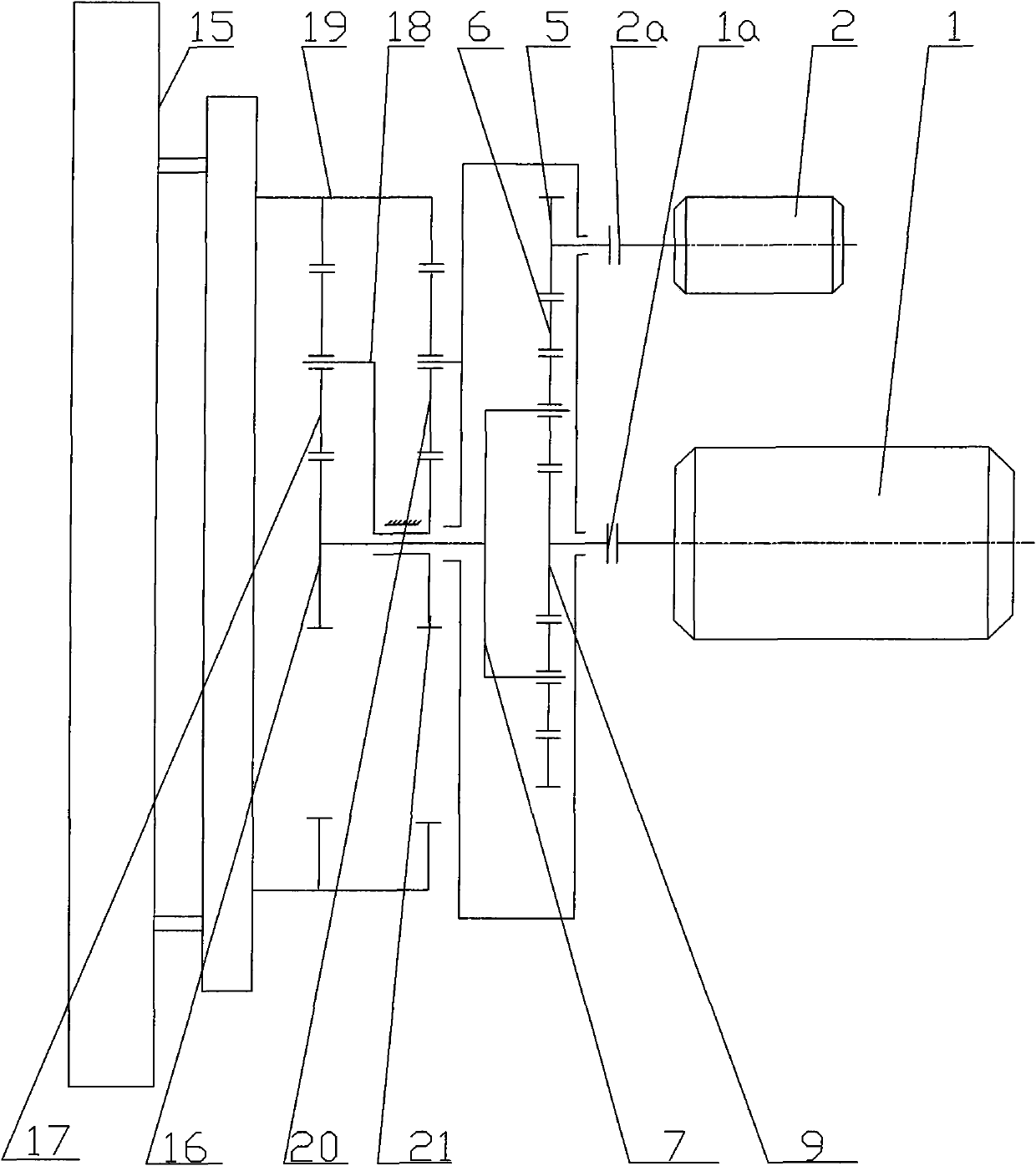 Double-drive planetary transmission driving system of shield machine