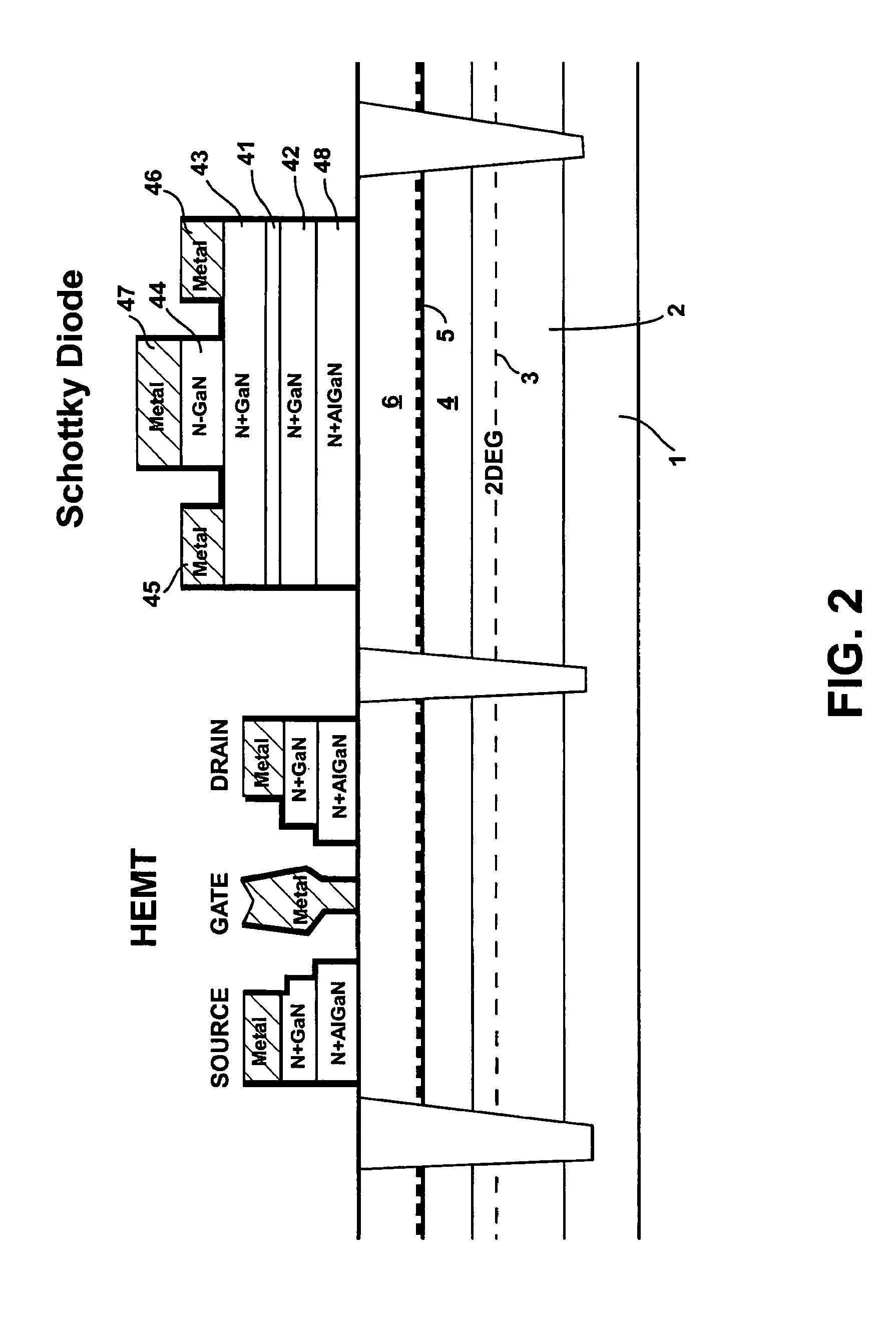 Integrated structure with transistors and schottky diodes and process for fabricating the same