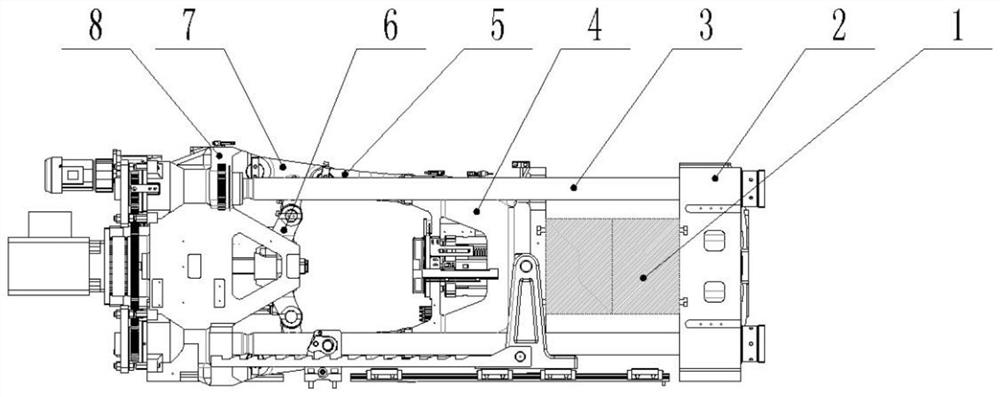 Linear guide rail-guided mold clamping mechanism compatible with various power combinations