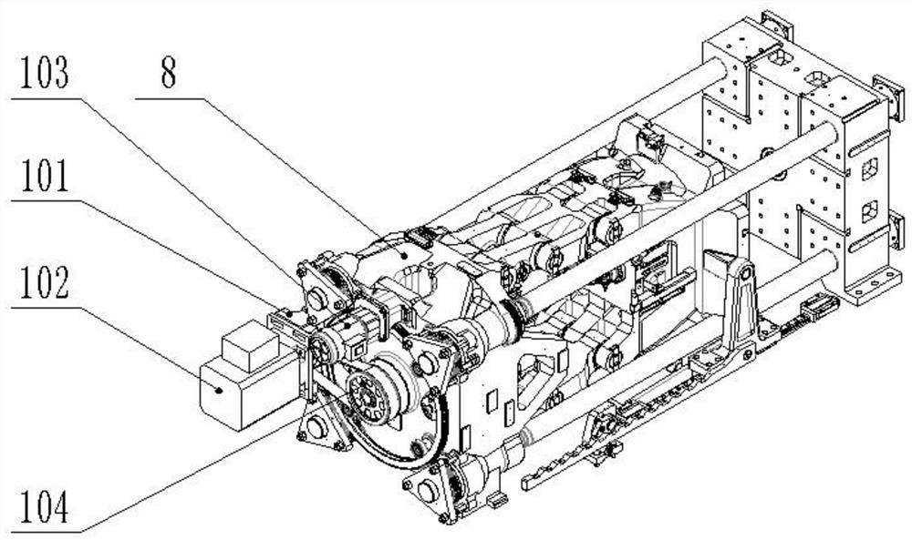 Linear guide rail-guided mold clamping mechanism compatible with various power combinations