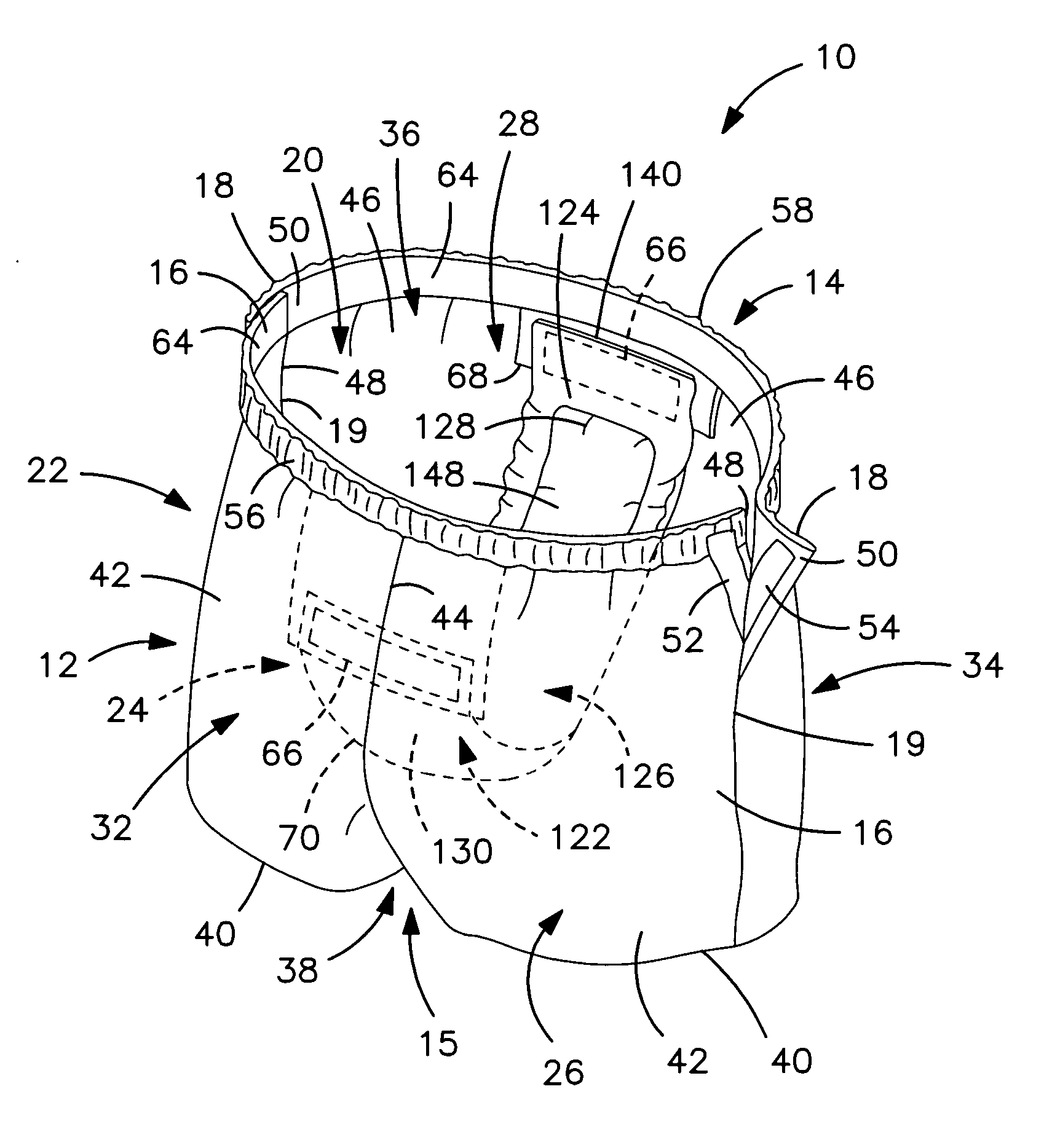 Garment having an outer shell that freely moves in relation to an absorbent assembly therein