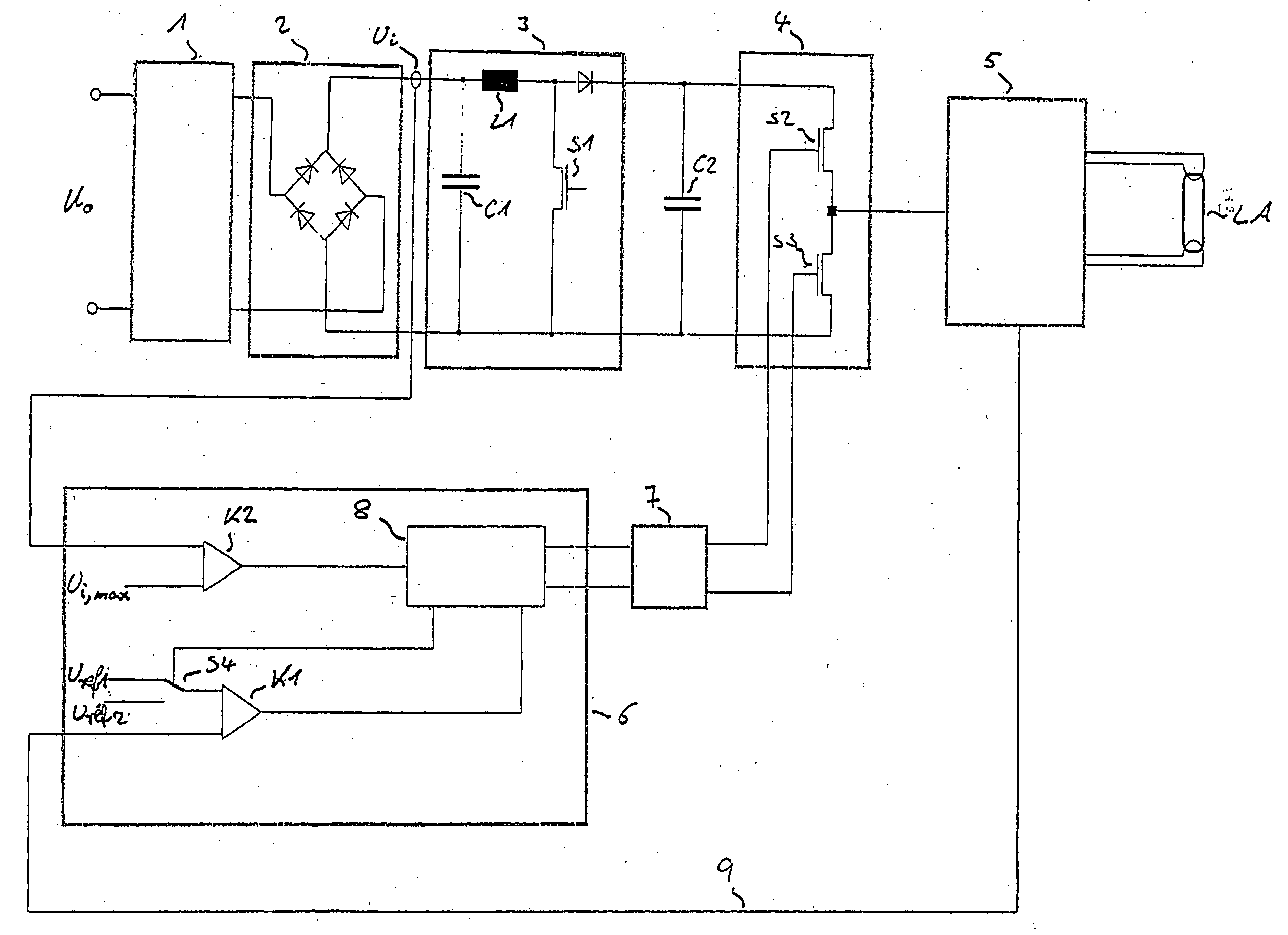 Electronic ballast with overvoltage monitoring