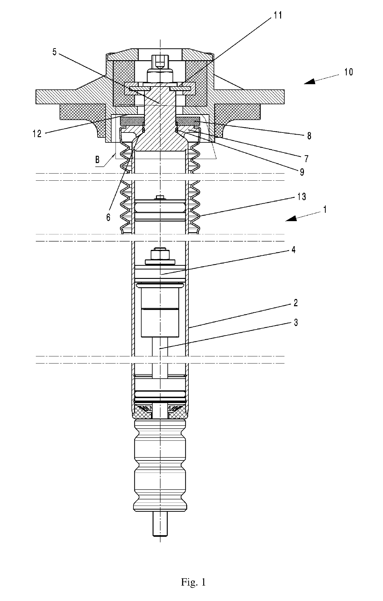 Single-tube vibration damper and dome bearing for motor vehicles