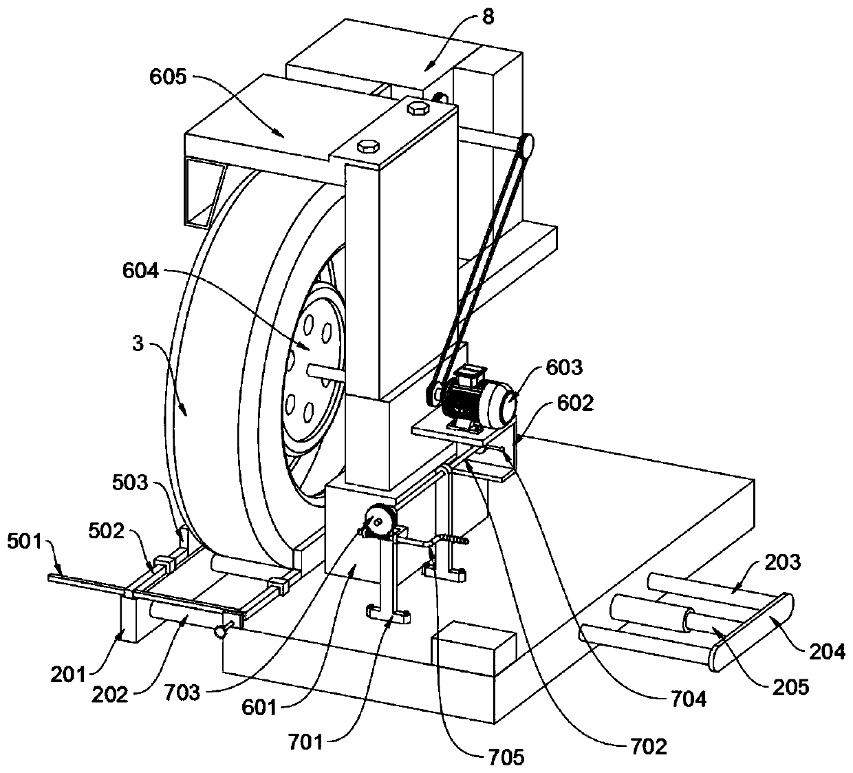 Tire rubber linkage cutting and recovering device based on environment-friendly processing