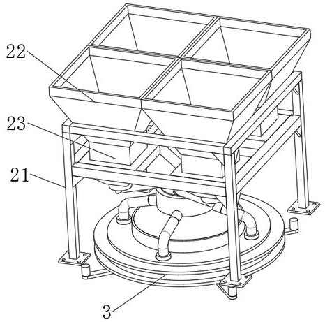 Concrete proportioning device with quantitative output mechanism