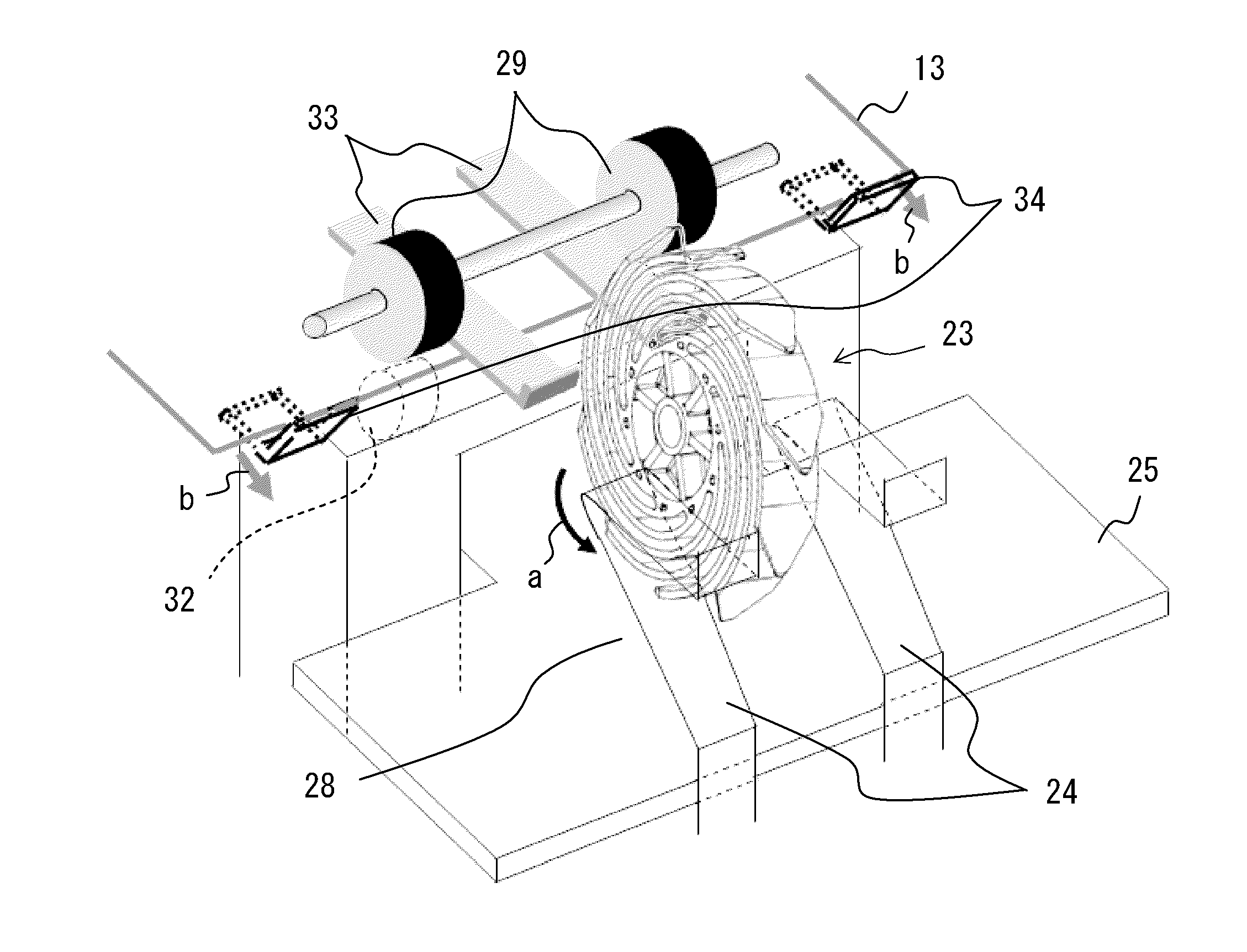 Swirling vane wheel accumulating apparatus