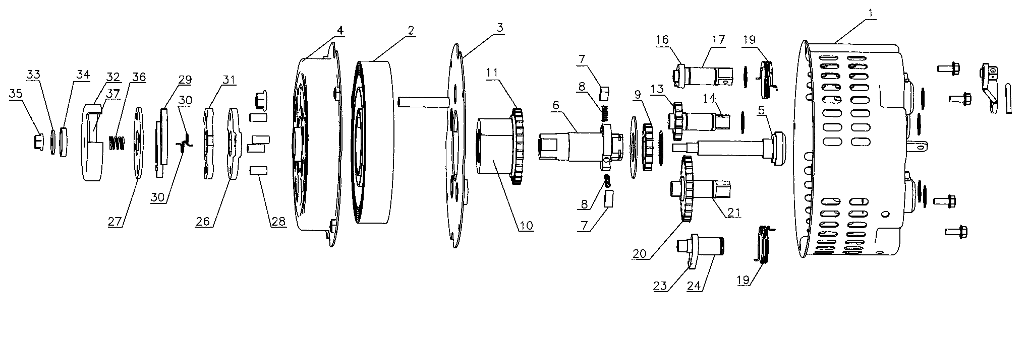 Pull-free starter for air-cooled diesel engine