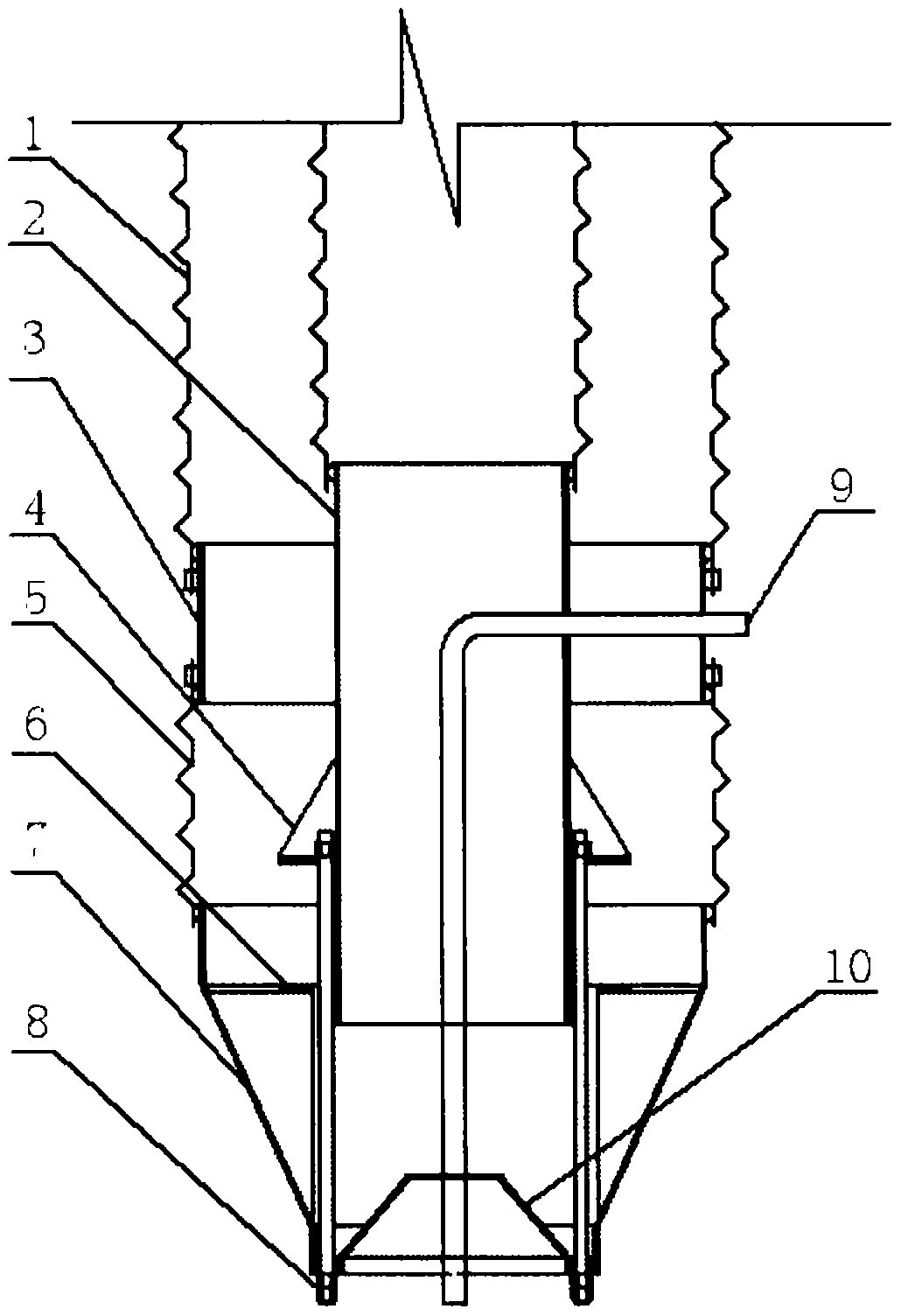 Dry powder material powder leakage preventing bulk machine head device