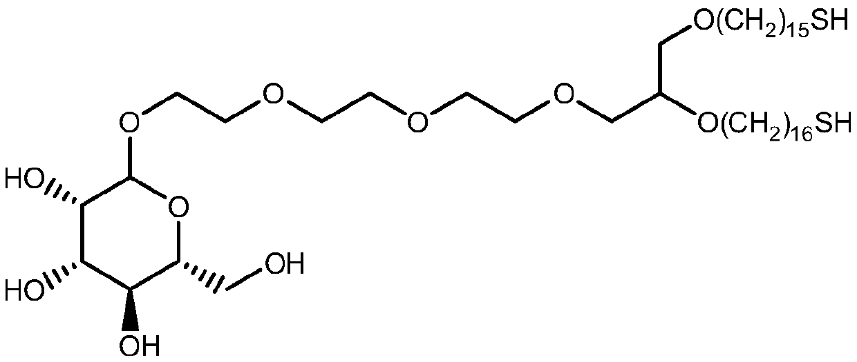 Synthesis method of mono-sulfhydryl bis-hexadecyl ether polyethylene glycol interchain oligosaccharide glycolipid