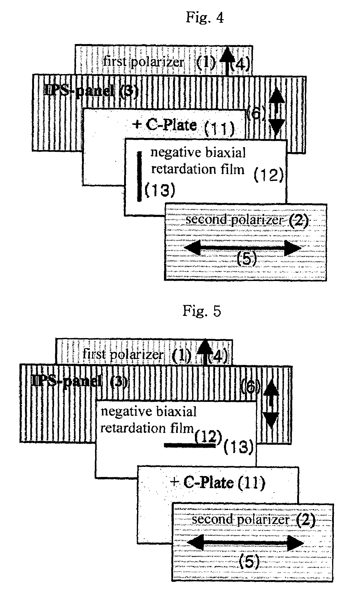 In-plane switching liquid crystal display comprising compensation film for angular field of view using negative biaxial retardation film and (+) C-plate