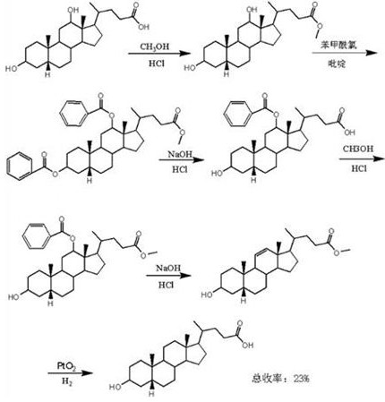 A kind of synthetic method of 3α-hydroxyl-5α-cholanic acid