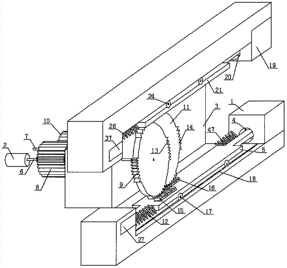 High-efficiency lubricating and transmitting type internal combustion engine with push rods, four sets of oscillating teeth double and parallel cylinders