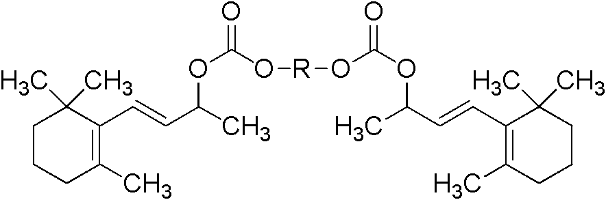 Monosaccharide beta-ionol carbonate diester compound as well as preparation method and application thereof