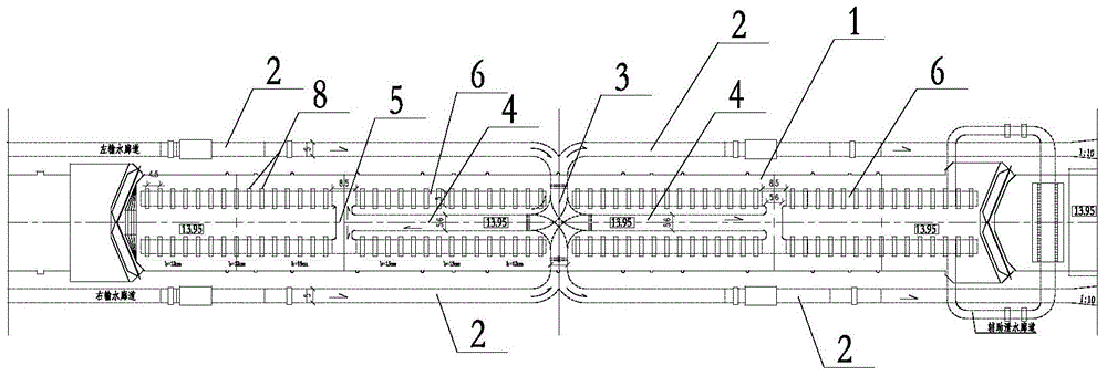 A full-lock-chamber water delivery system that can adapt to large-scale high-head ship locks