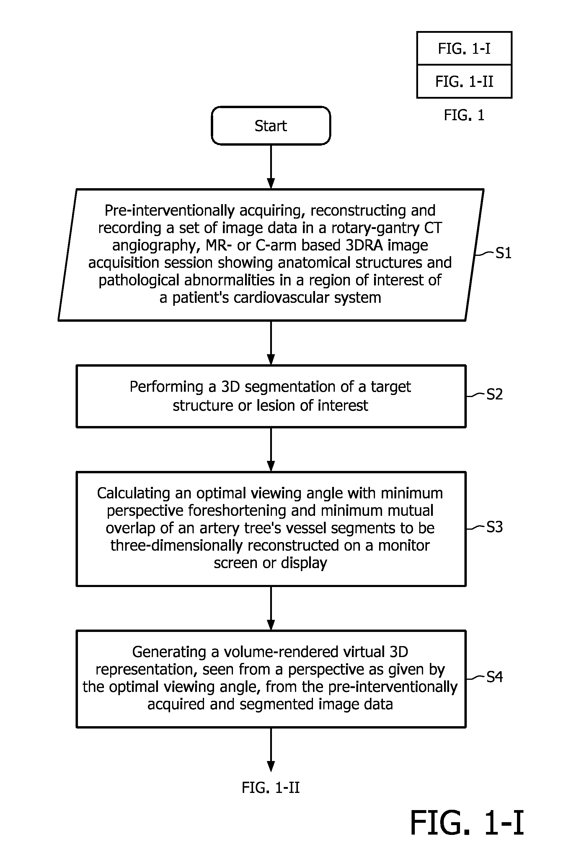 Angiographic image acquisition system and method with automatic shutter adaptation for yielding a reduced field of view covering a segmented target structure or lesion for decreasing x-radiation dose in minimally invasive x-ray-guided interventions