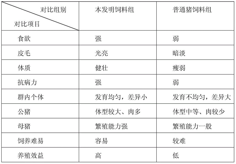 Feed for over 10-month-year-old black pig and preparation method thereof