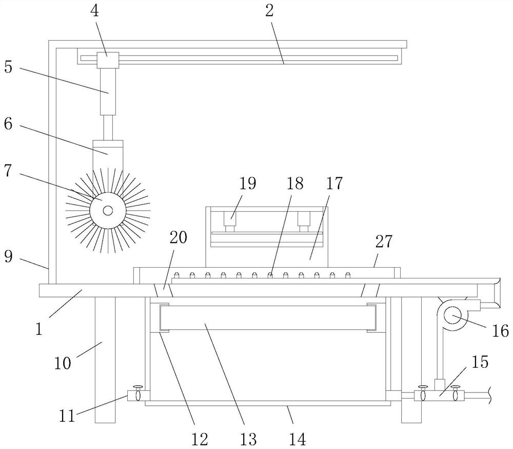 Cleaning device for production and machining of metal protective fences