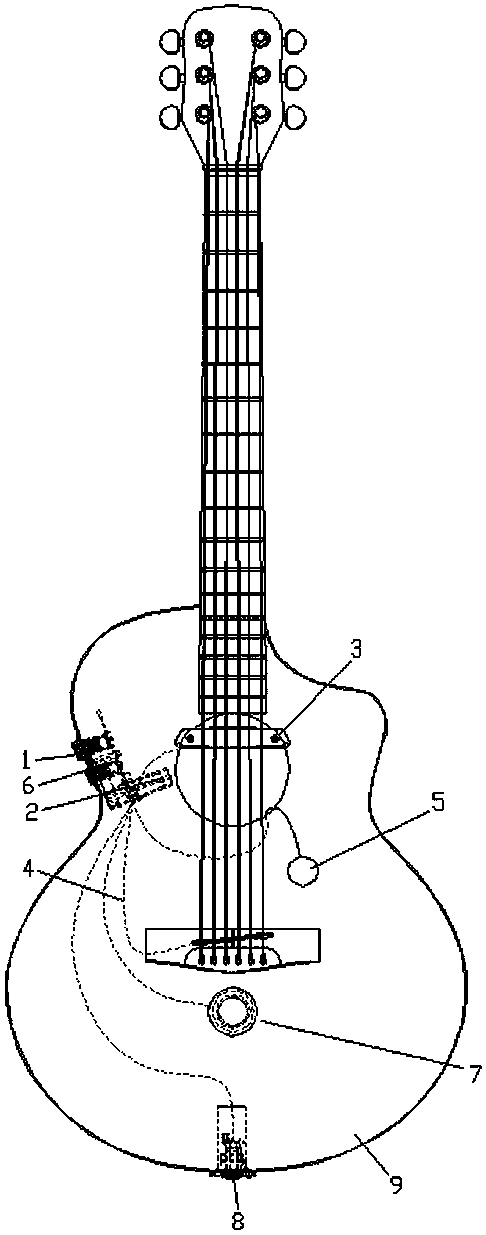 Stringed musical instrument co-frequency resonance-enhancement sound amplification technique and application of resonance horn to stringed musical instrument