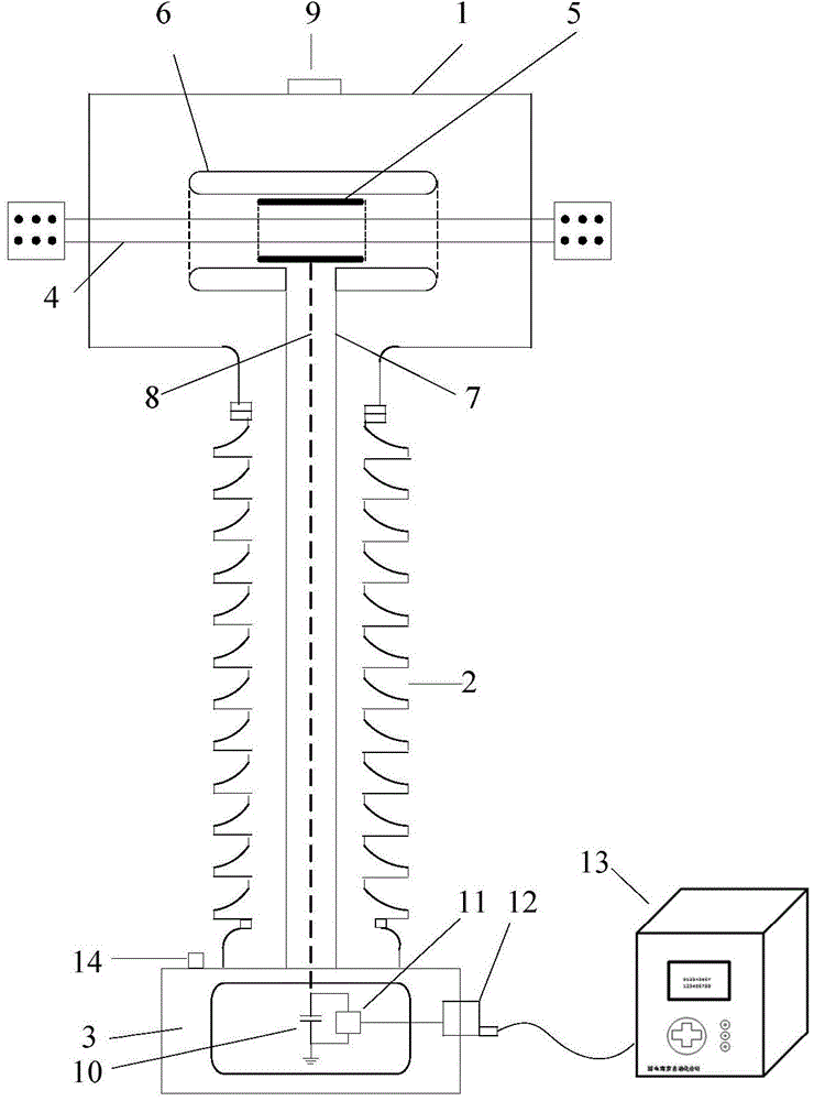 Optical voltage transformer based on SF6 coaxial capacitance voltage divider