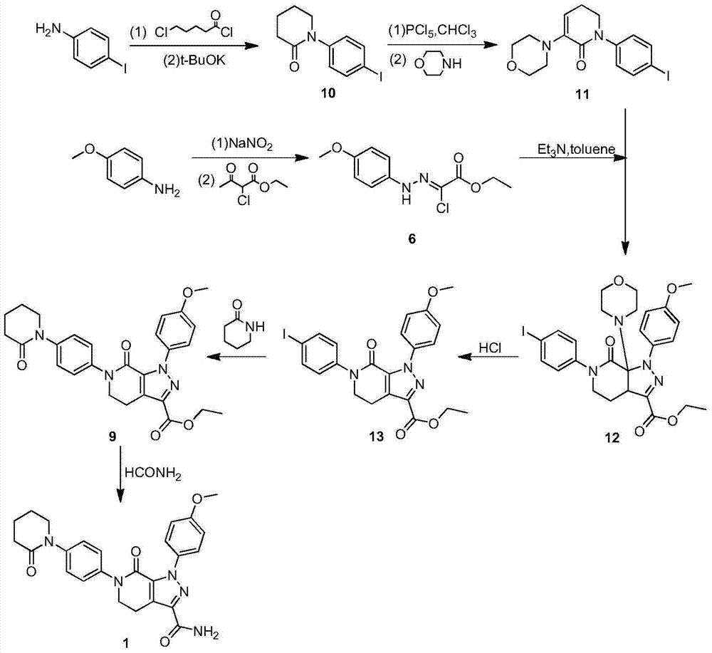 Preparation method of apixaban intermediate