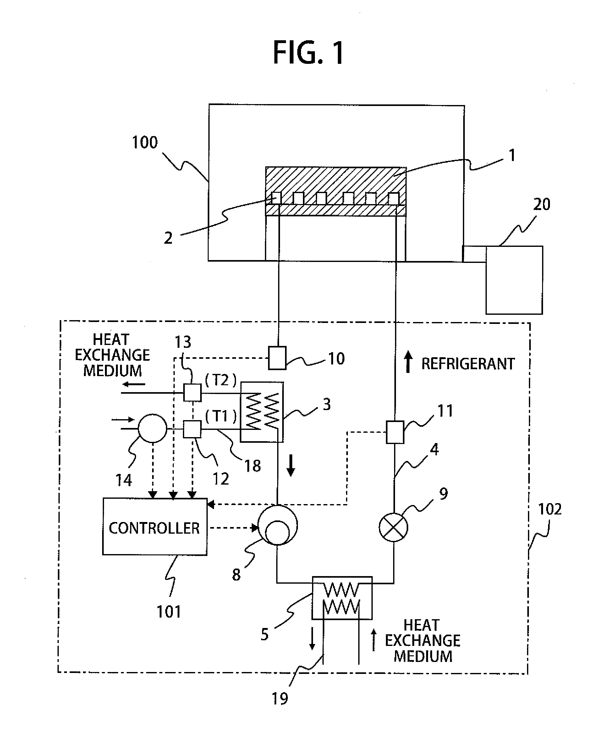 Vacuum processing apparatus and plasma processing apparatus with temperature control function for wafer stage