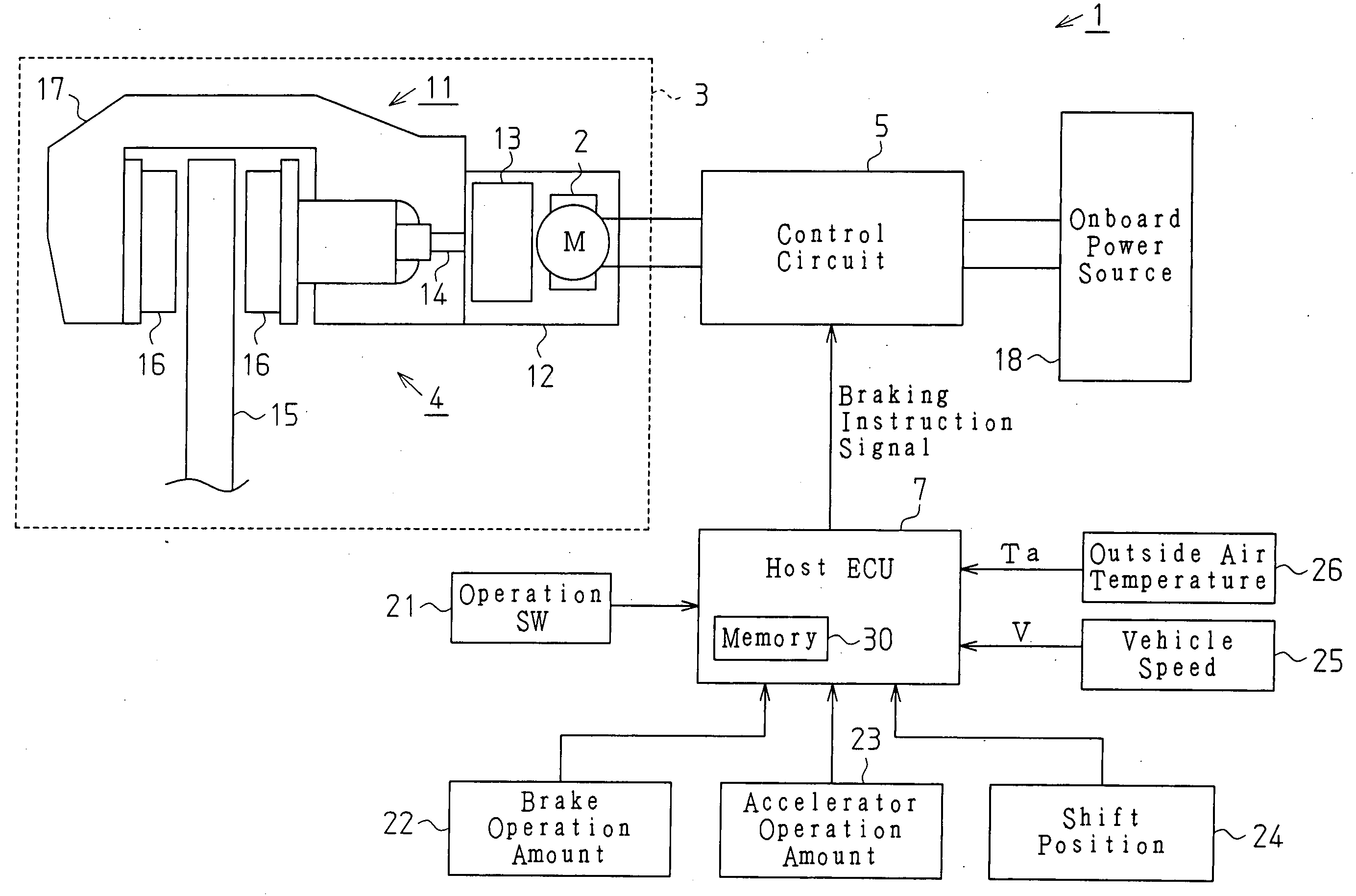 Electric parking brake system and control method for the electric parking brake