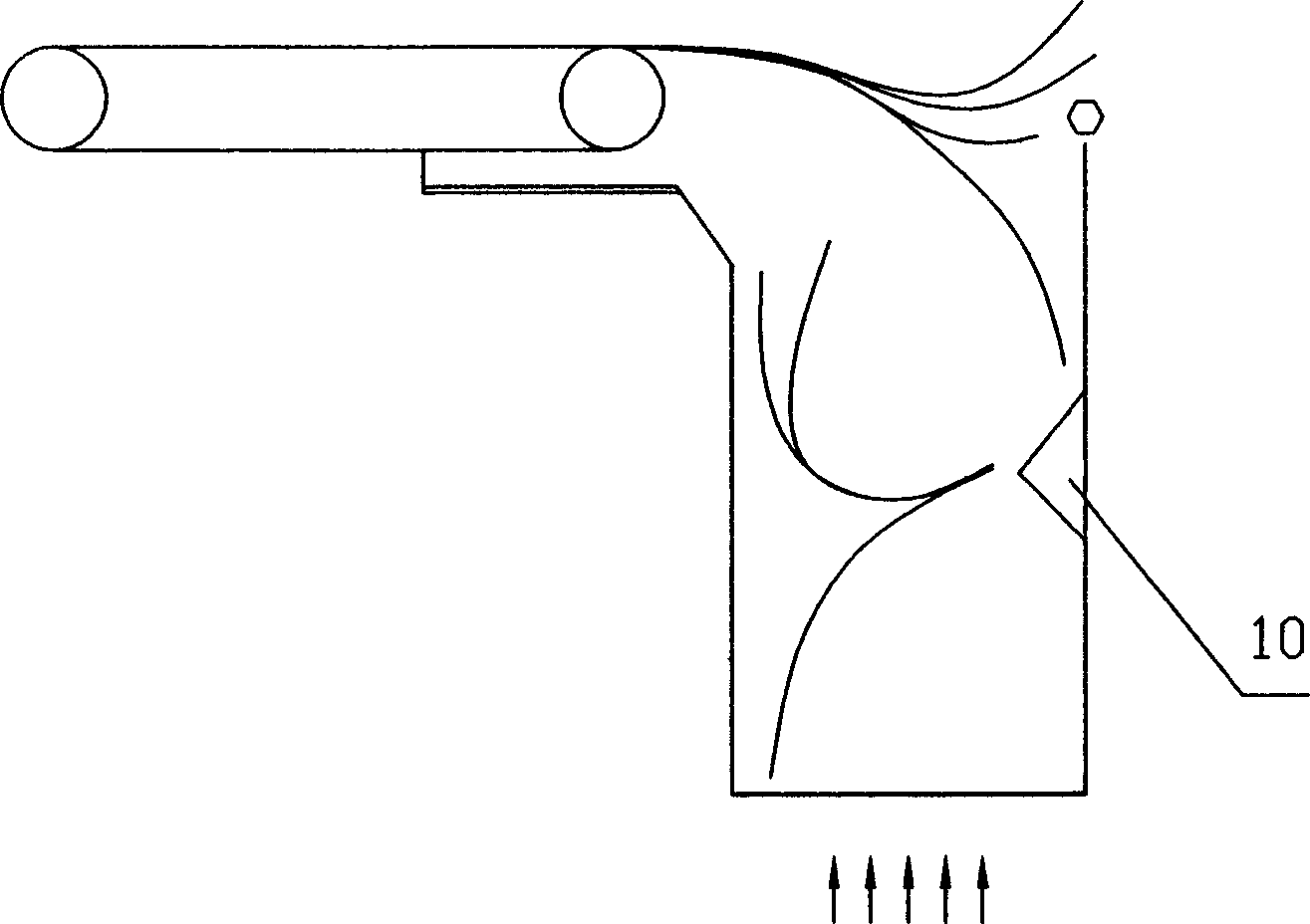 Method for winnowing tobacco material using inertia and its device