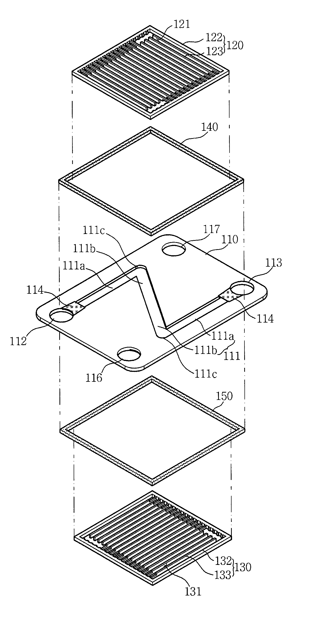 Separating plate of solid oxide fuel cell stack