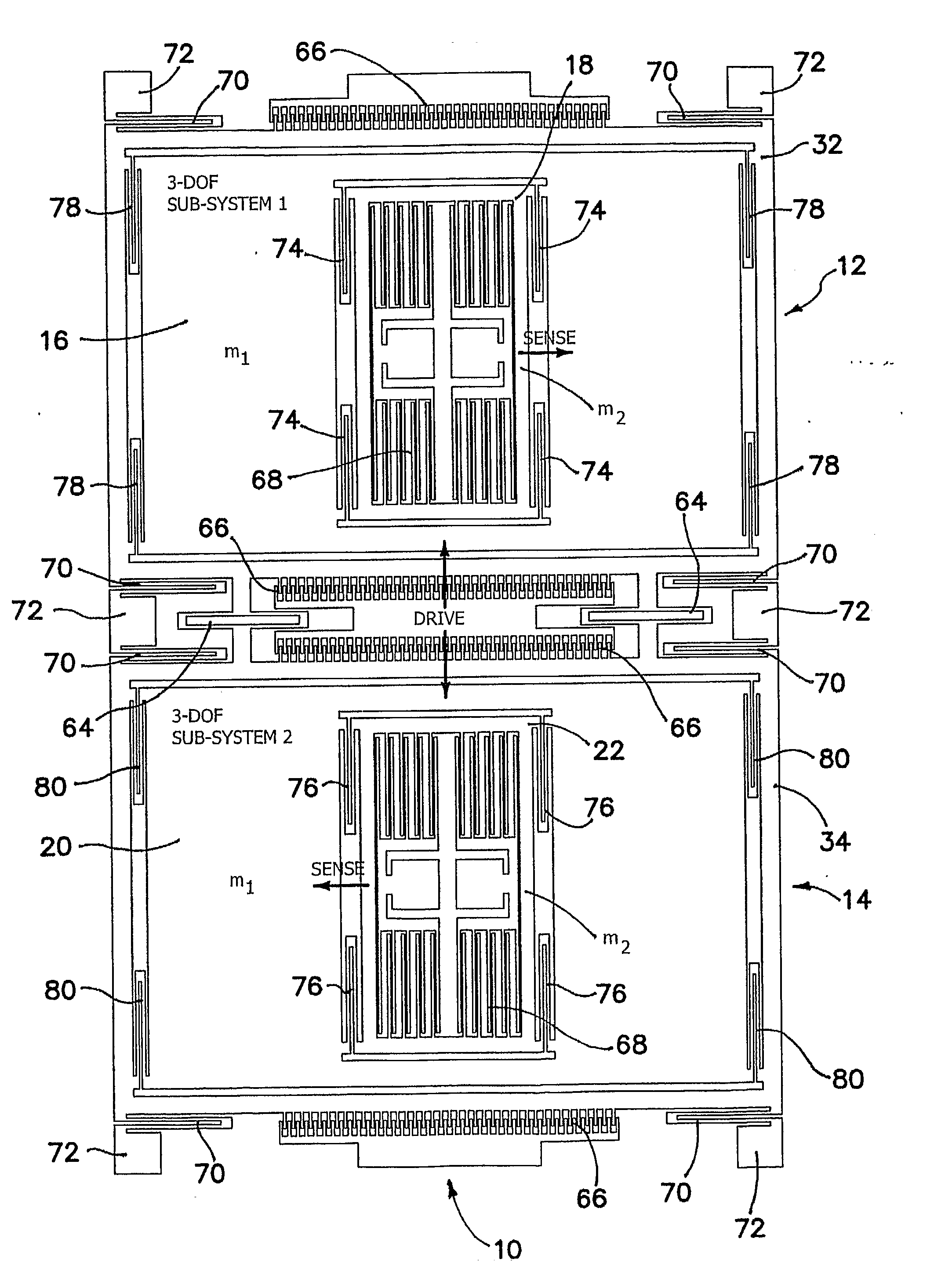 Robust Six Degree-of-Freedom Micromachined Gyroscope with Anti-Phase Drive Scheme and Mehtod of Operation of the Same