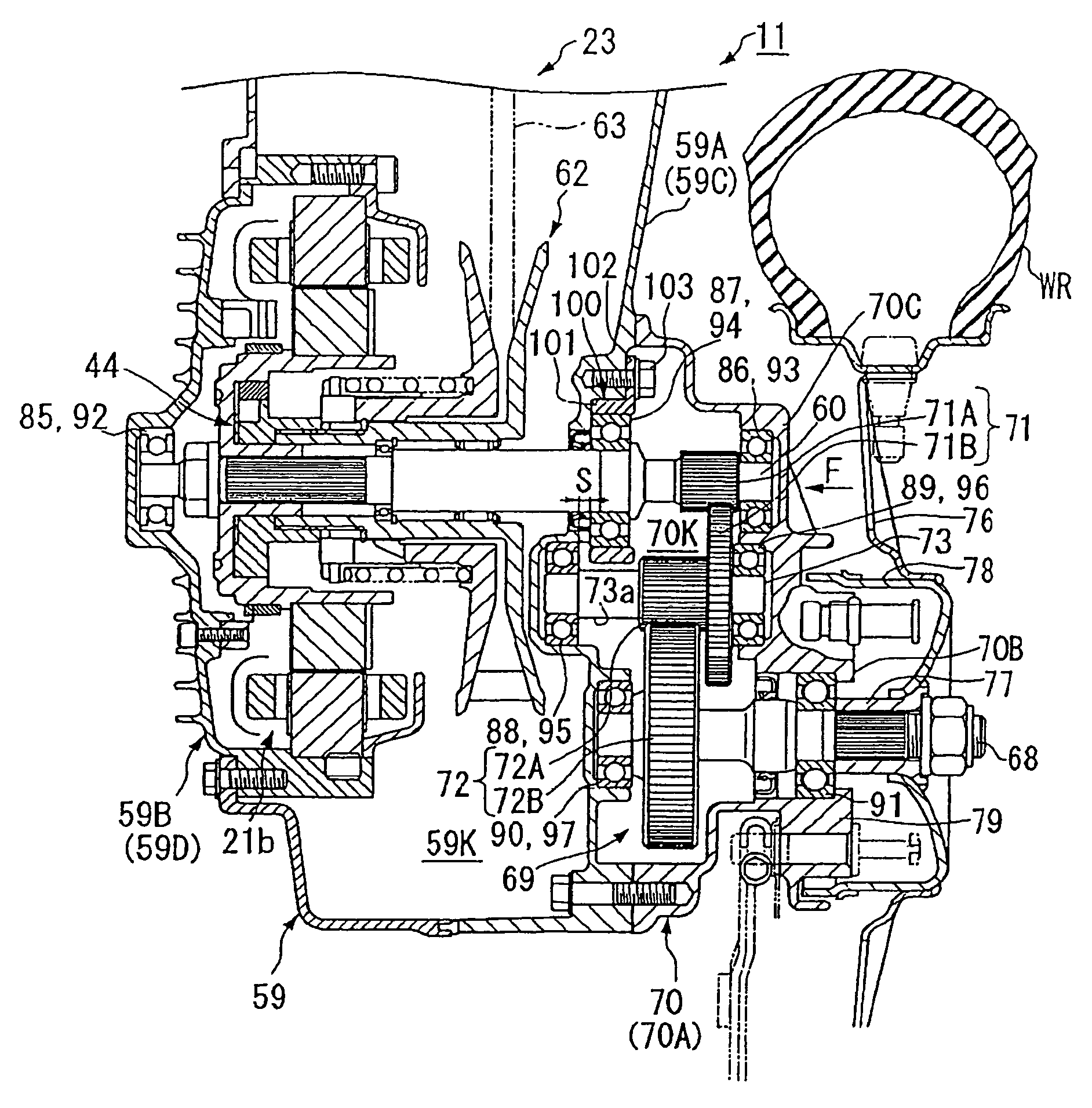 Arrangement structure of bearings