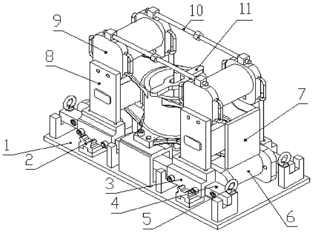 Disassembling and assembling device and method for bogie traction device