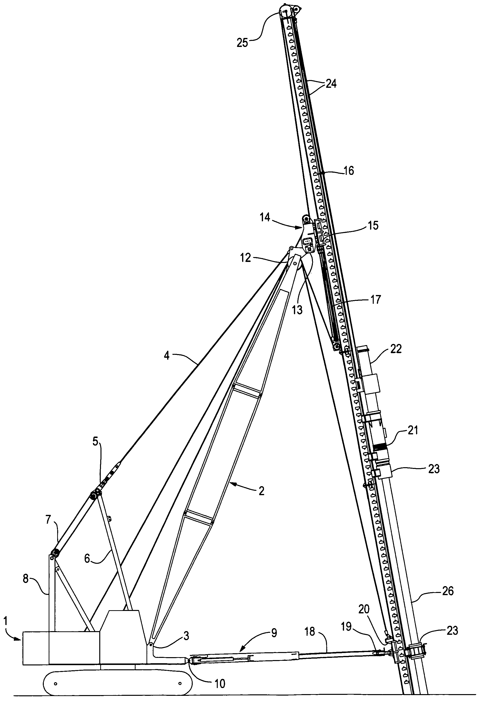 Automatic spotter with electronic control system for pile driving and continuous flight auger drilling leads