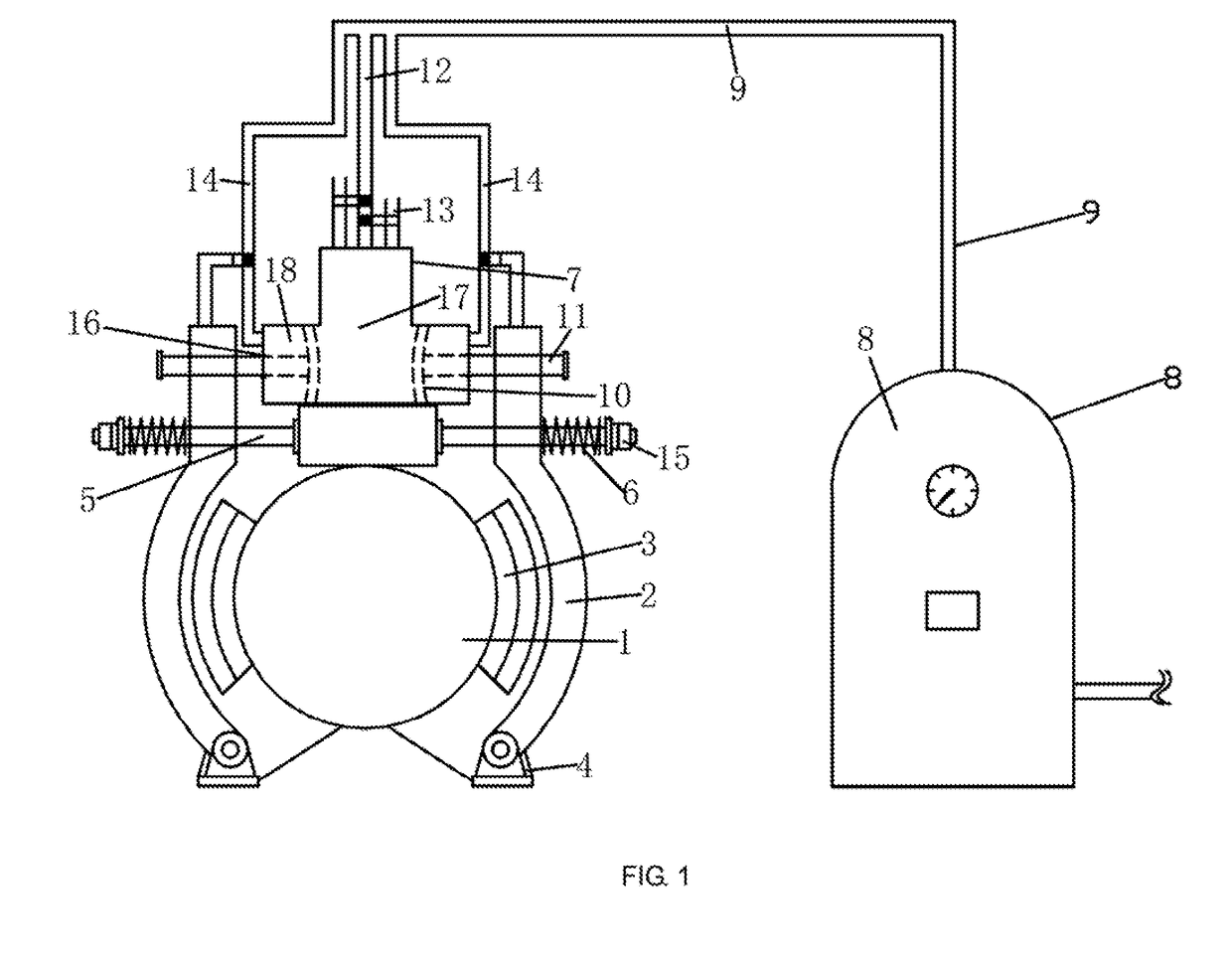 Pneumatic brake release apparatus used on elevator traction machine