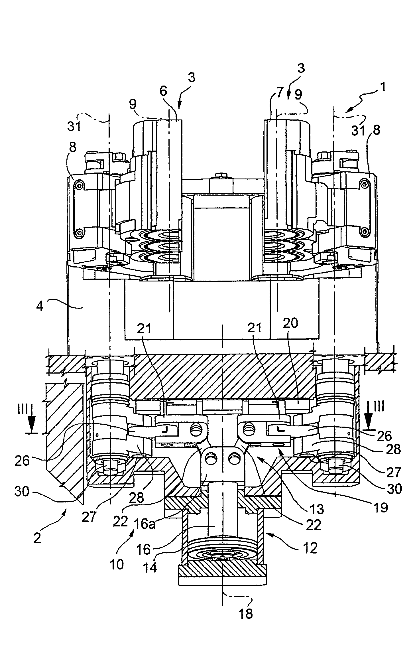 Molds opening/closing group of a forming glass machine items