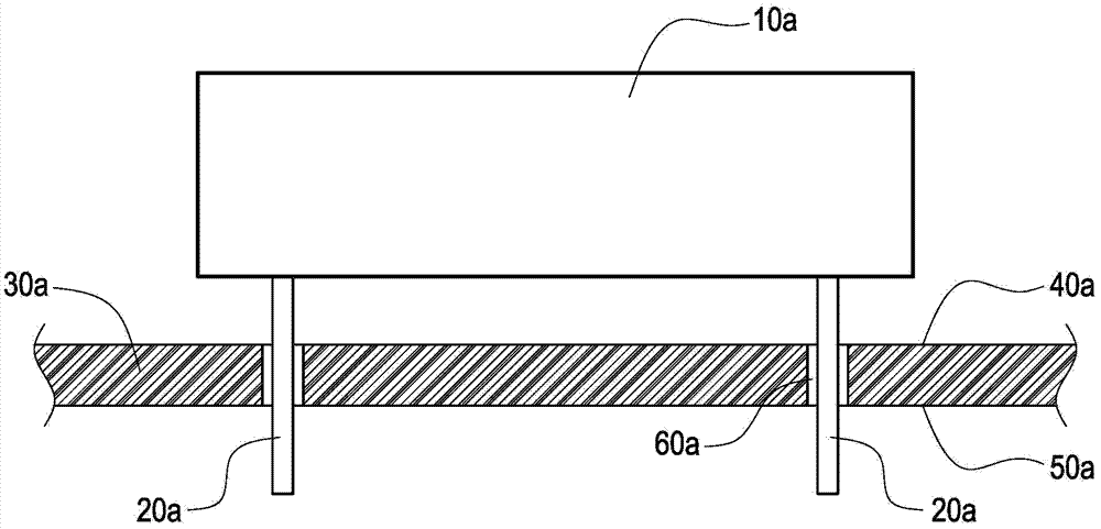 Element with pins and fixed to circuit board